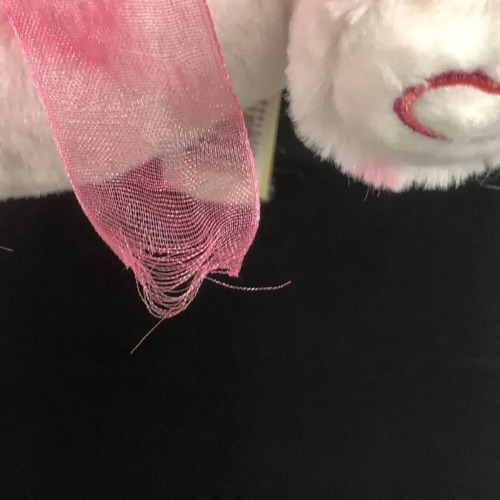 white pink hearts teddy‎ bear valentines sweetheart ribbon bear soft 8 inch